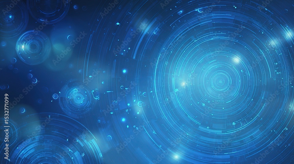 Poster abstract blue digital technology background with circular patterns