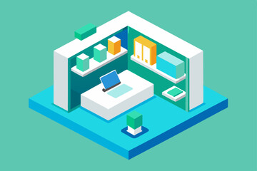 Fototapeta premium Isometric vector house icon on a white background depicting urban building architecture