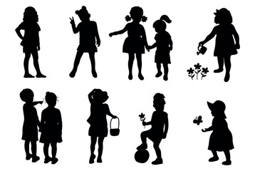 Toddler Girl Silhouette Vector

