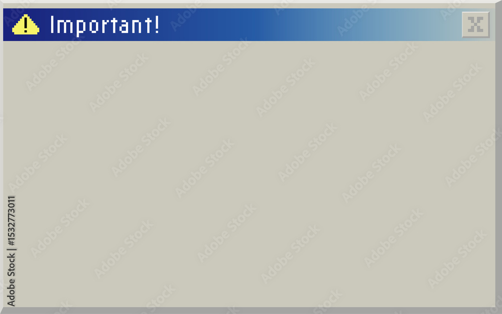 Poster flat alert dialog is floating on transparent background showing warning triangle and blue title bar