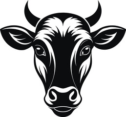 A collection of stylized cow head illustrations, showcasing different poses and a clean, graphic aesthetic