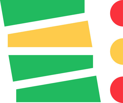 Fototapeta Flat design showing traffic light motif skewed trapezoids left, circles right on transparent canvas