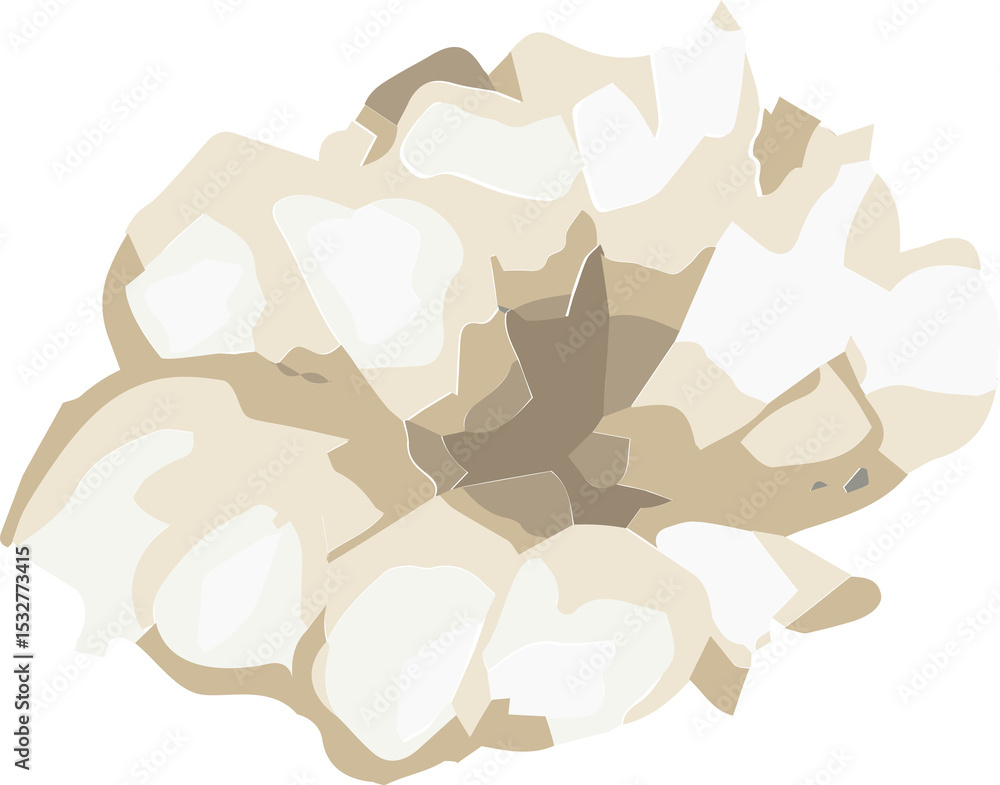 Poster abstract illustration is showing layered polygons forming popped popcorn on transparent background