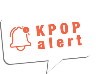 Flat K-pop notification bubble is showing bell icon badge, alert lines and transparent background