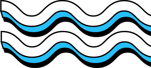 Flat design twin wavy ribbons are flowing across transparent background, featuring stylized waves