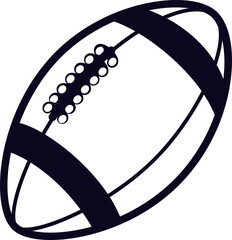 American football silhouette is showing laces and panels in flat style on transparent background