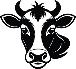 A collection of stylized cow head illustrations, showcasing different poses and a clean, graphic aesthetic