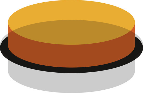 Three-layered cylindrical podium featuring black, orange and yellow in flat, transparent background