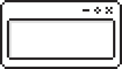 Obraz premium Pixel art app window is featuring control icons over blank content area on transparent background