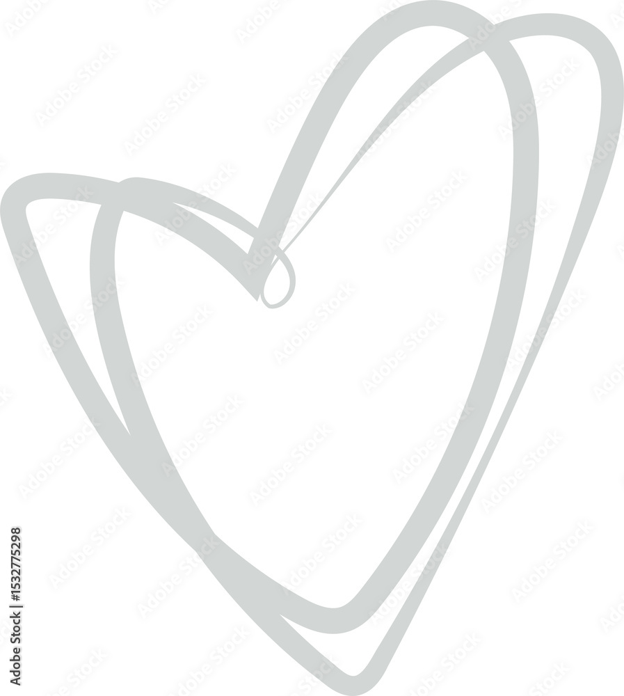 Poster minimal flat design is showing gray brush stroke heart doodle floating on transparent backdrop