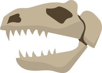 Showing theropod skull vector on transparent background highlighting jaws teeth sutures copy space © vectorfusionart
