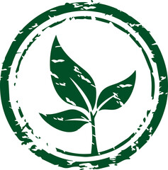 stylized sprout is being shown in flat emblem with distressed ring, with transparent background