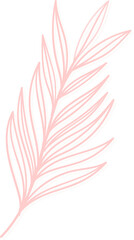 Naklejka premium Stylized coral pink palm leaf is being shown in hand-drawn flat design on transparent background