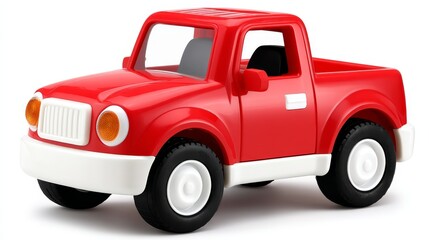 Classic red toy truck with white wheels, a nostalgic miniature vehicle for play and display