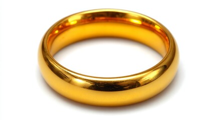 Classic gold wedding ring, symbol of everlasting love on white background elegant