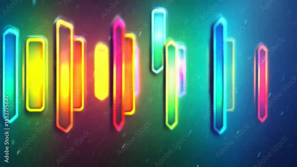 Poster dynamic colorful illuminated rectangles with modern neon glow and vibrant light effects