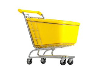 Yellow shopping cart isolated on black background 3d render, Isolated On Transparent Background