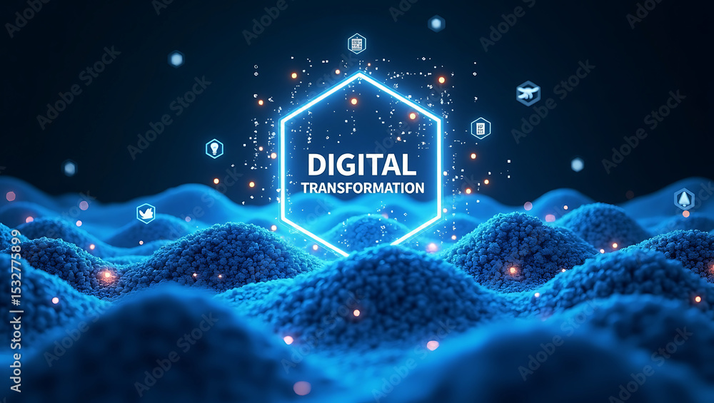 Aufkleber digital transformation and ai artificial intelligence big data technology transformation, disruption