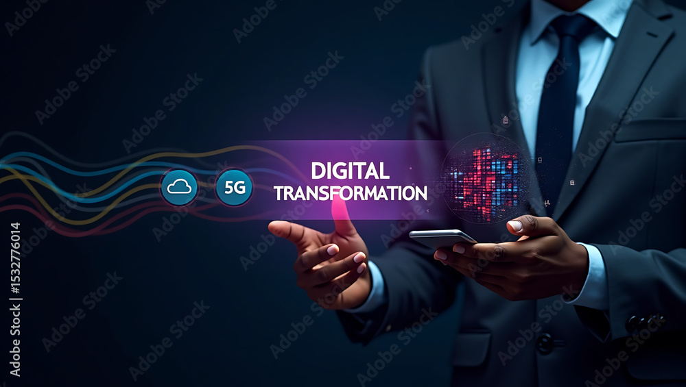 Aufkleber digital transformation and ai artificial intelligence big data technology transformation, disruption