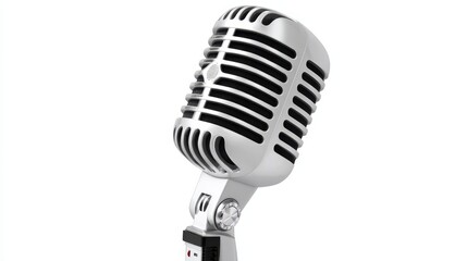 Fototapeta premium Professional studio microphone on stand, a tool for pristine audio recording and broadcasting