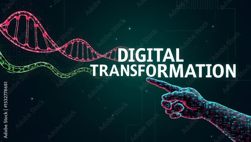 Aufkleber business digital transformation. future and innovation internet and network concept. ai artificial i