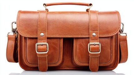 Classic brown leather bag with two compartments, durable and stylish everyday carry