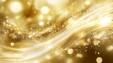 Abstract sparkling golden bokeh background shimmering golden glitter banner luxurious golden wave poster sparkling golden wave wallpaper