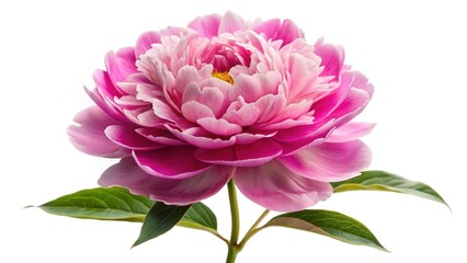 Closeup of a Vibrant Pink Peony Flower Against a Clean White Background
