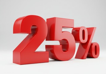 Red 25 percent off sale discount sign