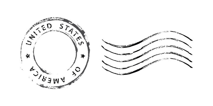 Postage stamp United States of America. Rubber postal stamp USA. Vintage vector illustration in grunge style.