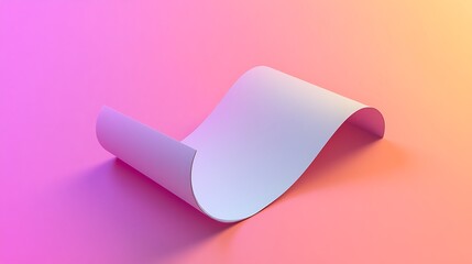 Paper sheet curl on gradient background for design mockup and presentation of business card or flyer