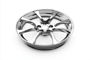shiny alloy car rims mounted on a clean white surface