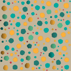 Colorful Abstract Seamless Pattern with Irregular Dots on Beige Background – Modern Retro Design