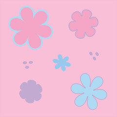 Vector set of minimalism colorful flowers