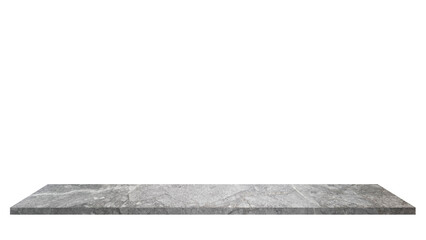 long grey marble stone table top isolated on background with clipping path. marble texture floor or top shelf perspective in grey granite texture. podium surface.