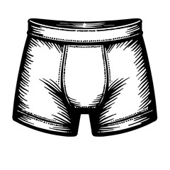 Hand-drawn boxer briefs with stitched seams for menswear layouts - undergarment dashboards - fitness clothing UIs