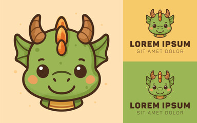 Fototapeta premium Cute Dragon Sitting Down with a Gentle Smile