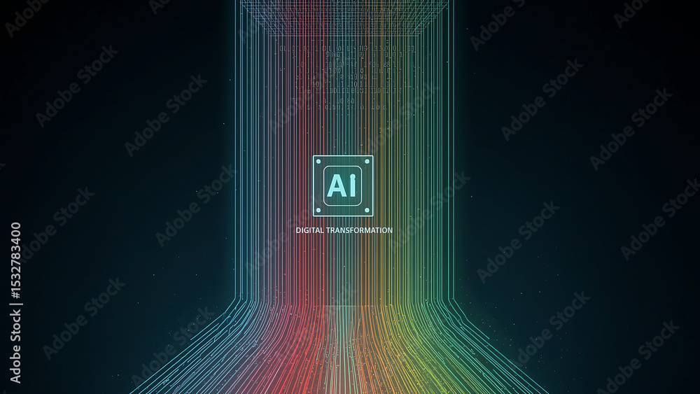 Aufkleber digital transformation and future innovation background featuring ai network systems for business in