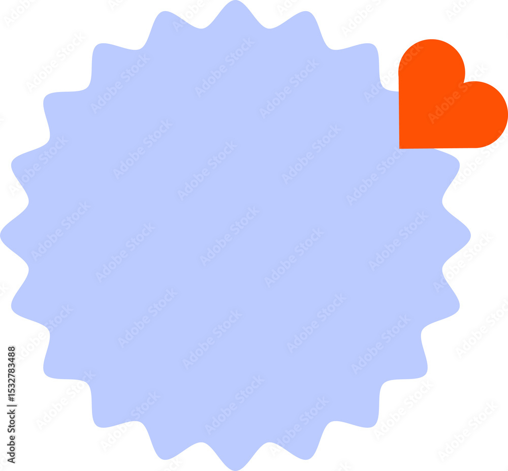 Aufkleber flat design burst seal graphic is featuring transparent background and overlapping red heart icon