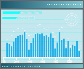 Showing flat performance levels chart with bars on Hz axis, progress bars, transparent background