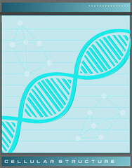 Turquoise DNA helix is running along vector grid, showing molecular nodes on transparent background