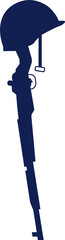 Showing navy outline of battlefield cross with rifle, helmet and dog tags on transparent background