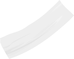 White brush stroke is floating on transparent canvas in flat design, resembling curved paper strip