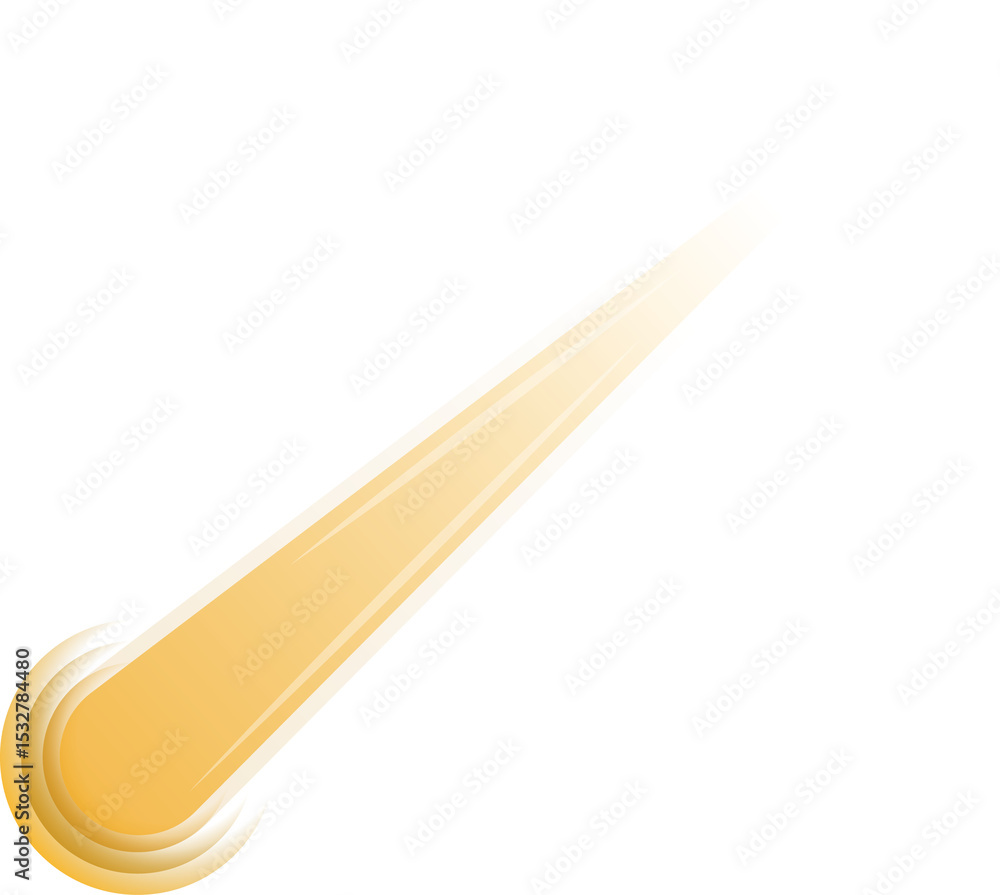 Aufkleber flat vector golden comet is drifting with round head and tapered tail on transparent background