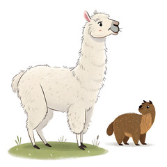 llama with isolated on white background
