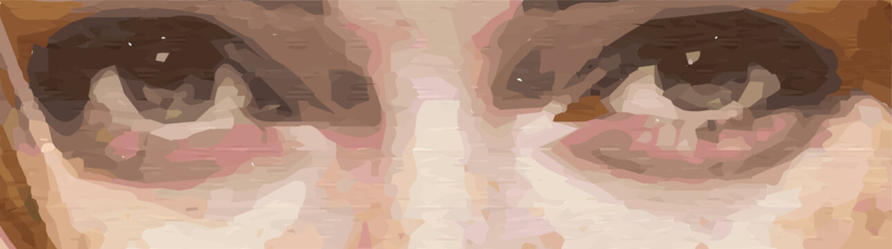 Fototapeta Human eyes cut-out floating in flat design, showing lashes and eyeshadow on transparent background