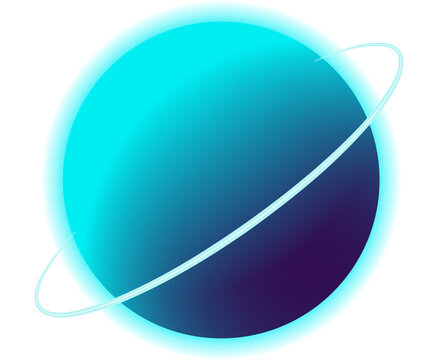 Fototapeta Planet is orbiting in flat design with turquoise ring and purple gradient on transparent background