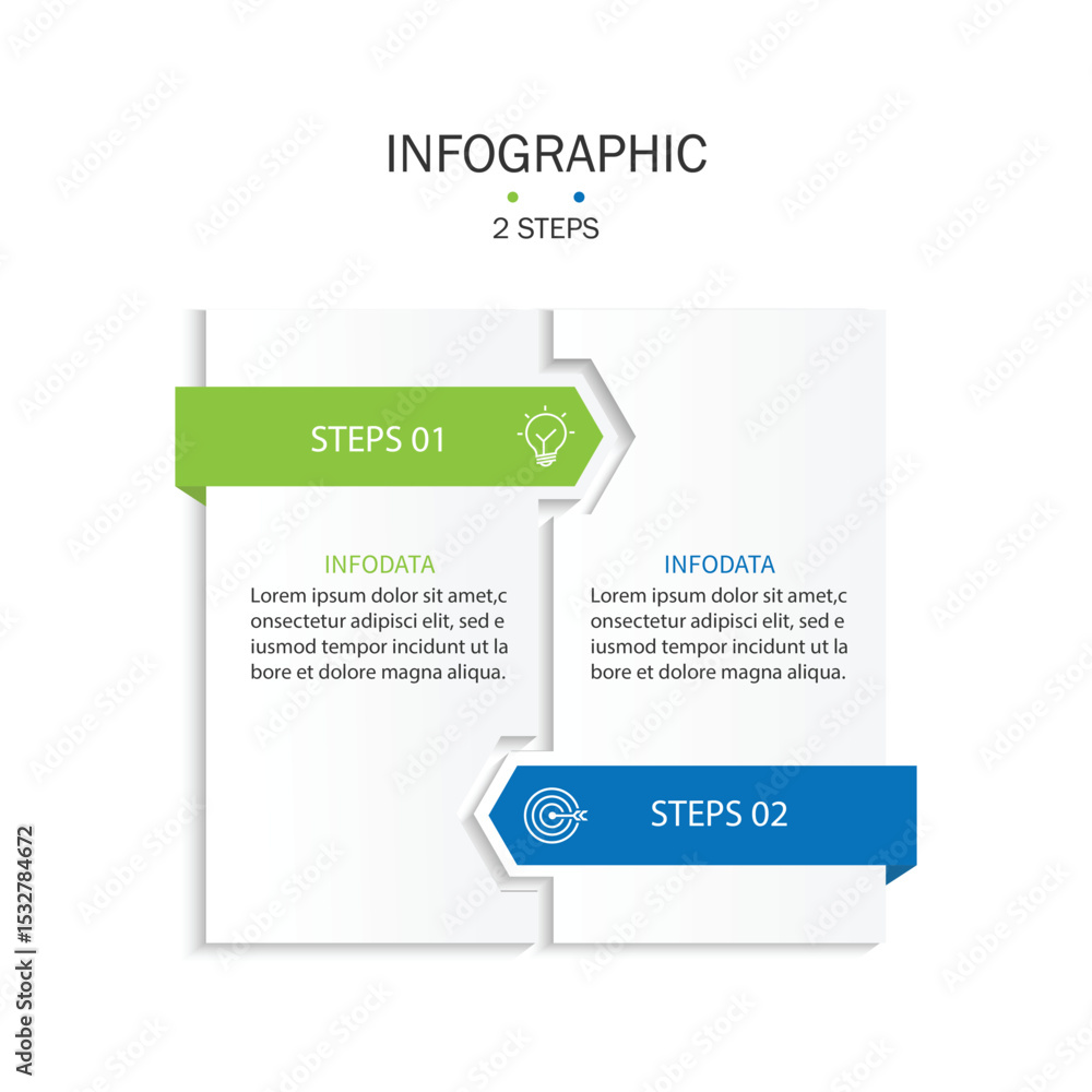 Poster Business infographic template. Thin line design with 2 option, process line connection. Vector illustration.