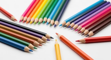 Fototapeta premium Colored Pencils on White Surface