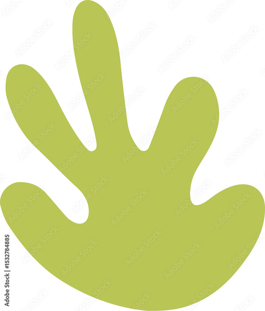 Poster abstract green shape is floating on transparent background, with five rounded lobes in flat design
